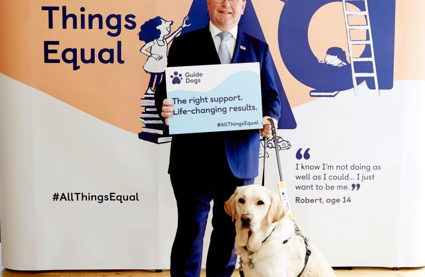 South Swindon MP Robert Buckland backing the Guide Dogs “All Things Equal” campaign